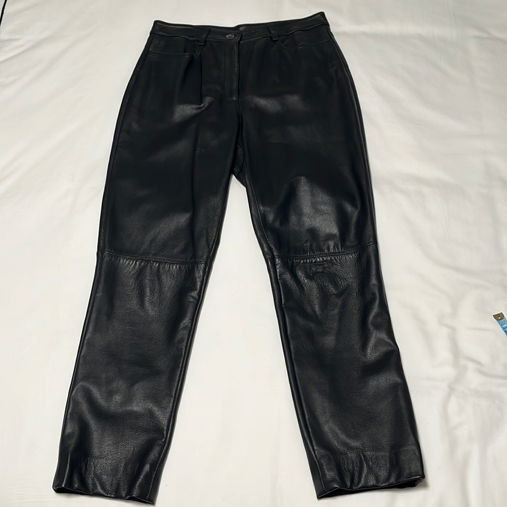 Etcetera Real Leather Black Jeans.  Size 4